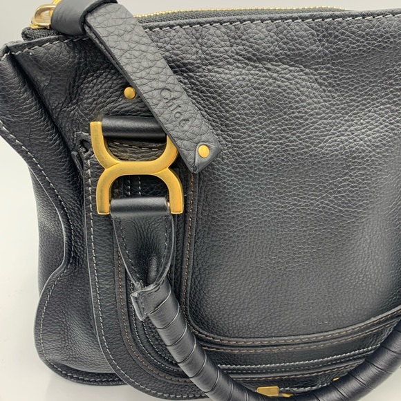 Auth Chloe Black Marcie Medium Satchel Preloved Excellent - Picture 8 of 16